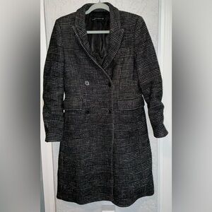 Zara Double-Breasted Plaid Blazer Coat - Black & Gray